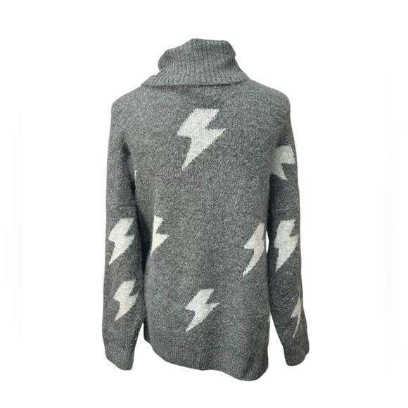 Shop Style your Senses Grey Lighting Bolt Turtleneck Sweater / Size: Large - Picture 3 of 6